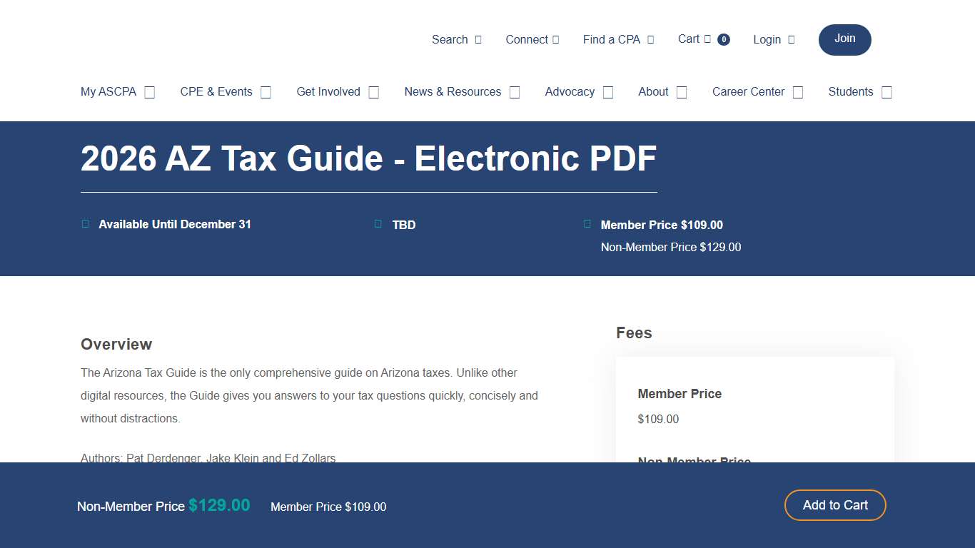 2026 AZ Tax Guide - Electronic PDF - Arizona Society of CPAs